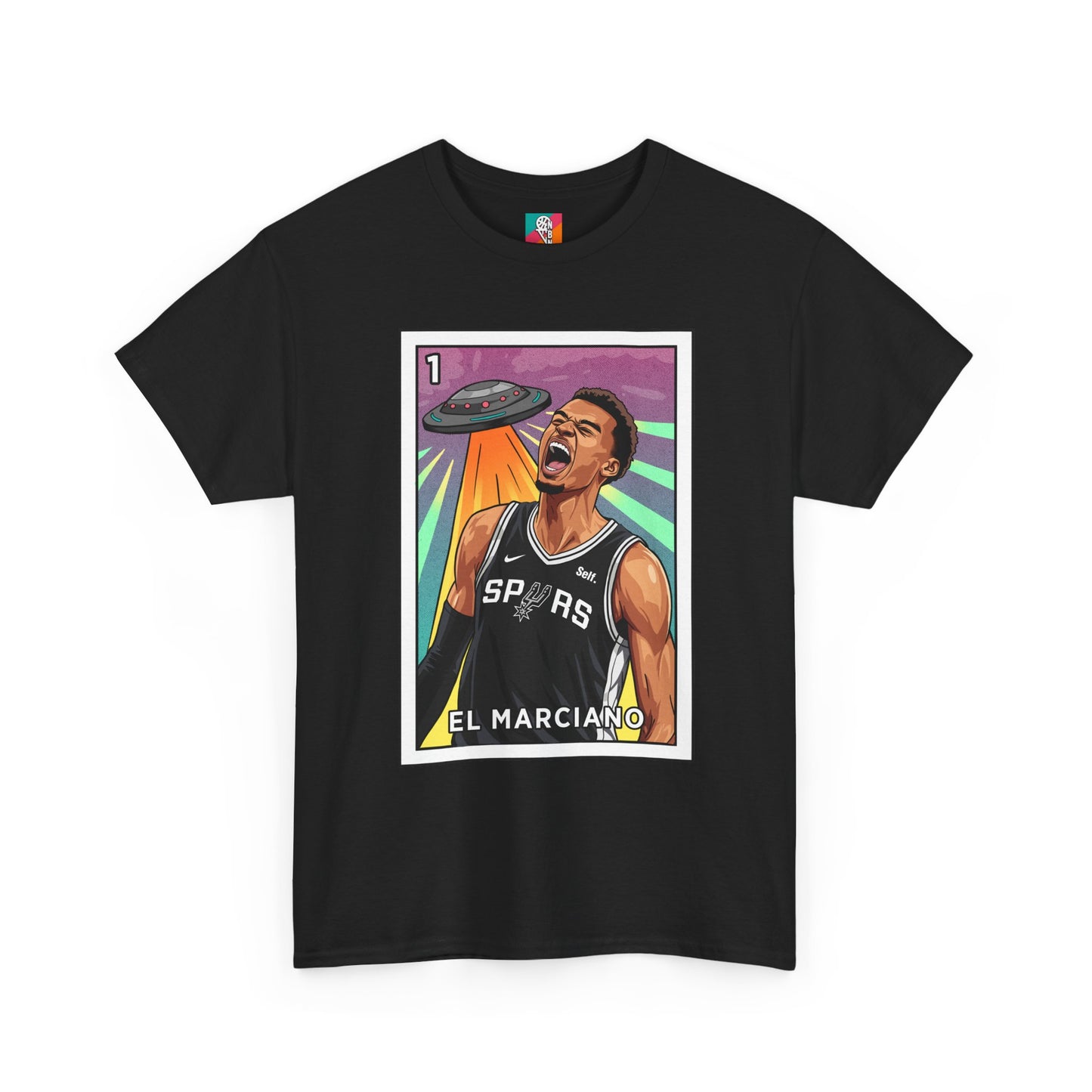 Nathan But Net Short Sleeve T-Shirt 'El Marciano' Spurs Basketball Lotería Style Tee