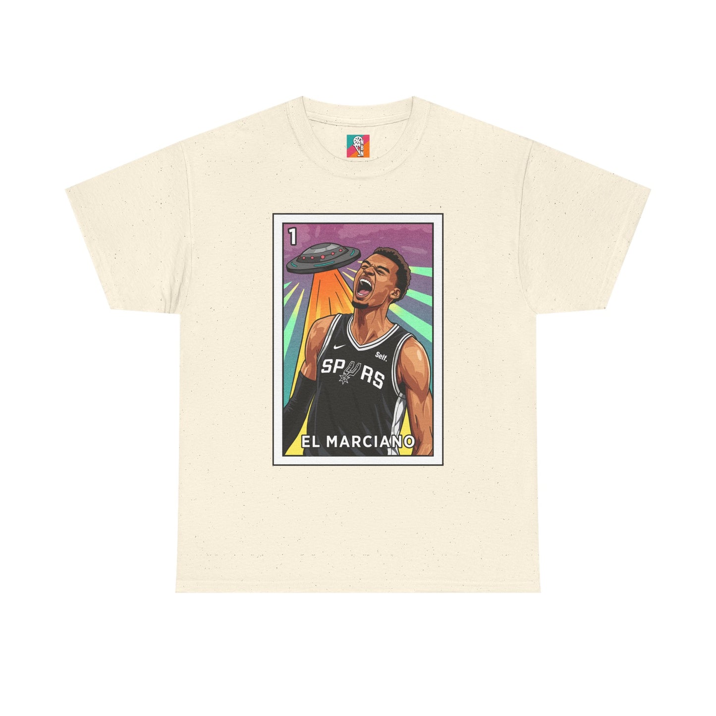 Nathan But Net Short Sleeve T-Shirt 'El Marciano' Spurs Basketball Lotería Style Tee
