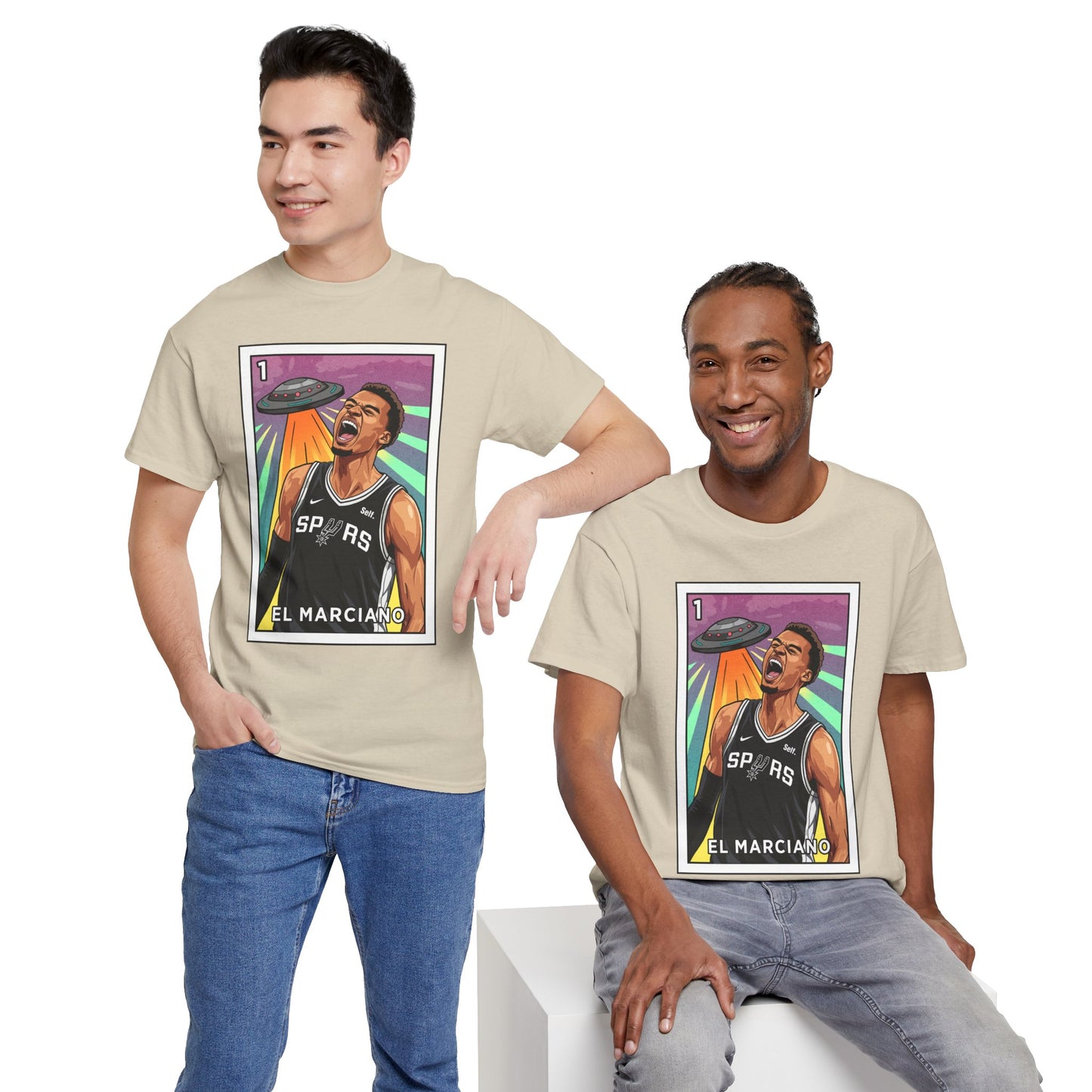 Nathan But Net Short Sleeve T-Shirt 'El Marciano' Spurs Basketball Lotería Style Tee