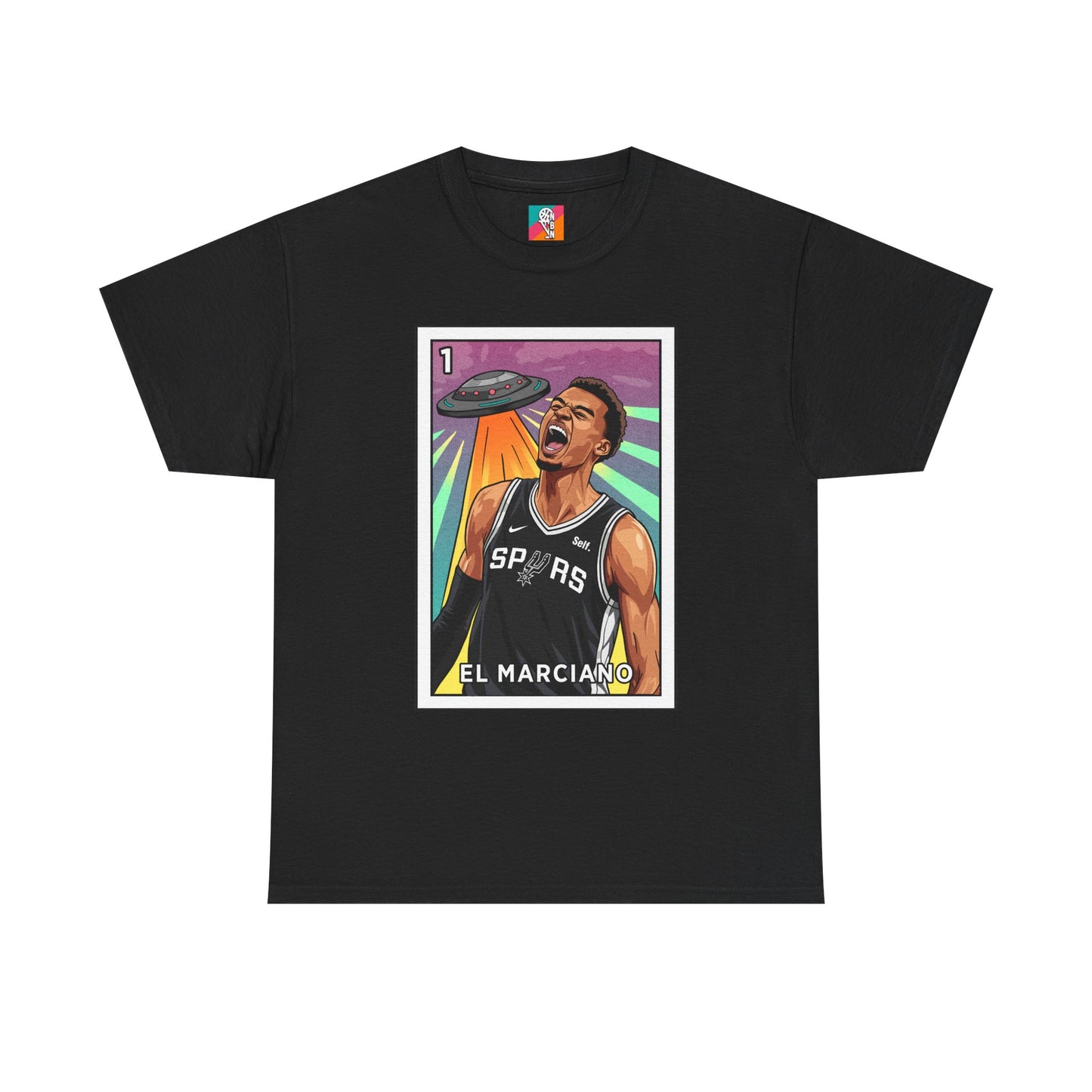 Nathan But Net Short Sleeve T-Shirt 'El Marciano' Spurs Basketball Lotería Style Tee