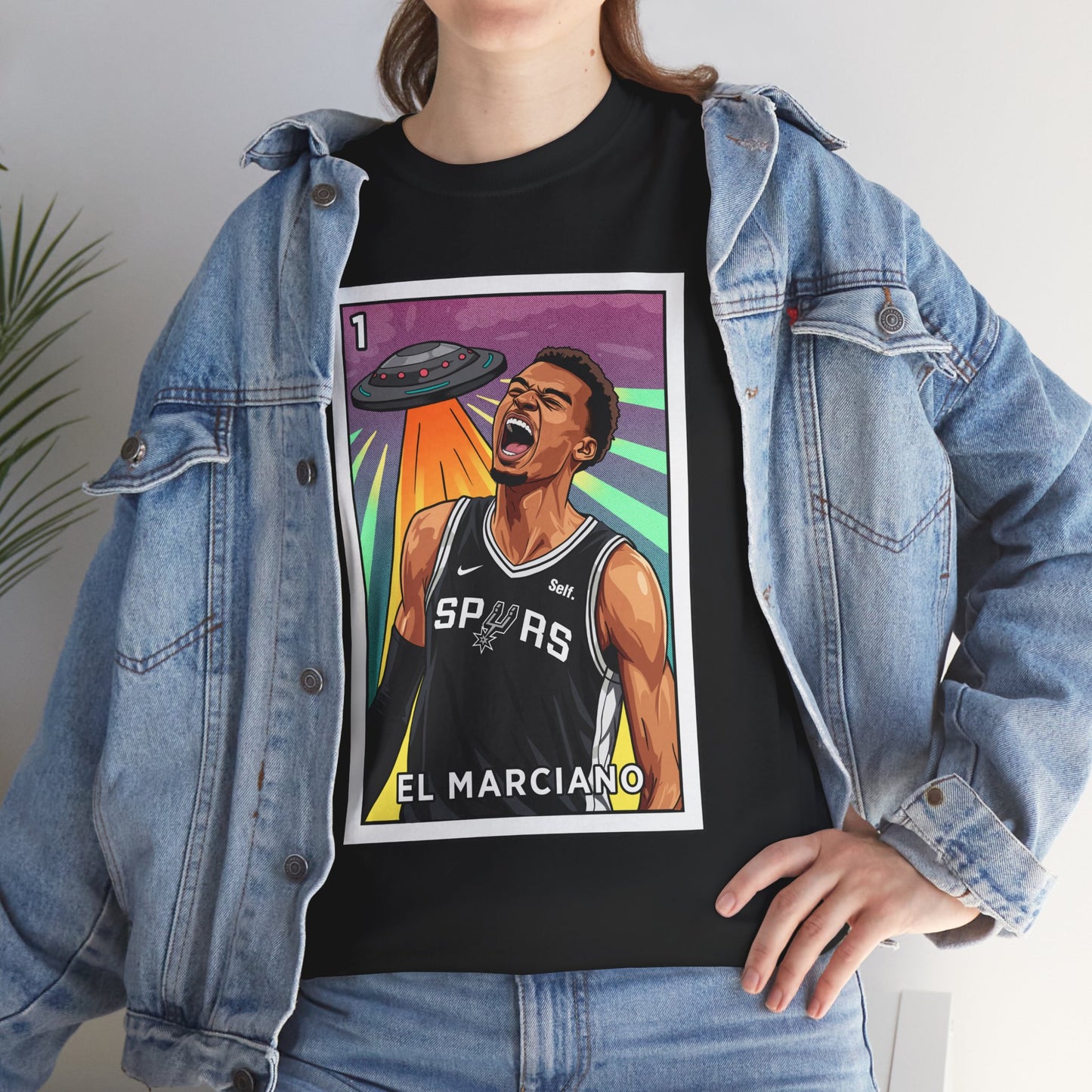 Nathan But Net Short Sleeve T-Shirt 'El Marciano' Spurs Basketball Lotería Style Tee
