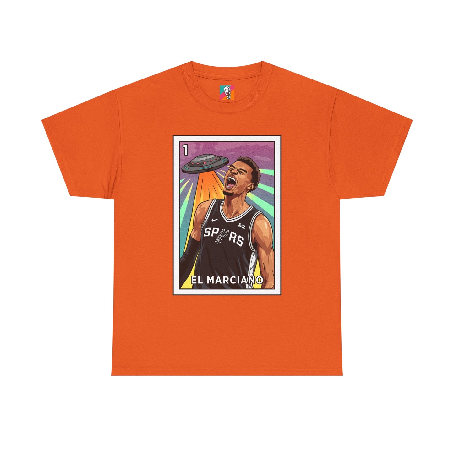 Nathan But Net Short Sleeve T-Shirt 'El Marciano' Spurs Basketball Lotería Style Tee