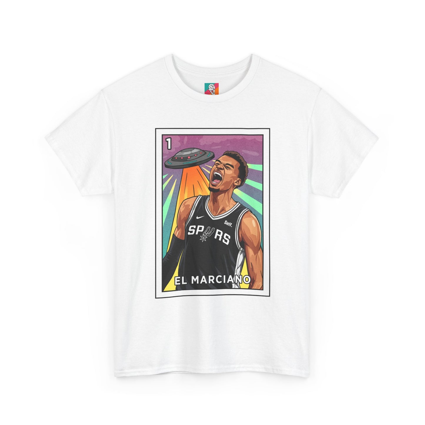 Nathan But Net Short Sleeve T-Shirt 'El Marciano' Spurs Basketball Lotería Style Tee