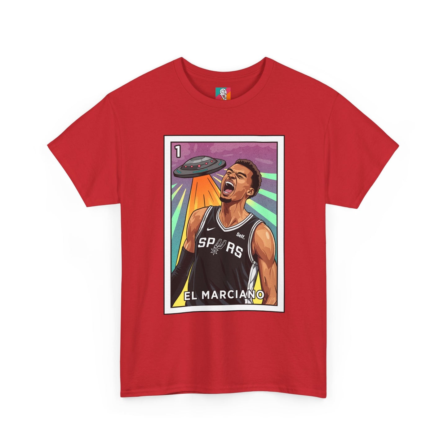 Nathan But Net Short Sleeve T-Shirt 'El Marciano' Spurs Basketball Lotería Style Tee