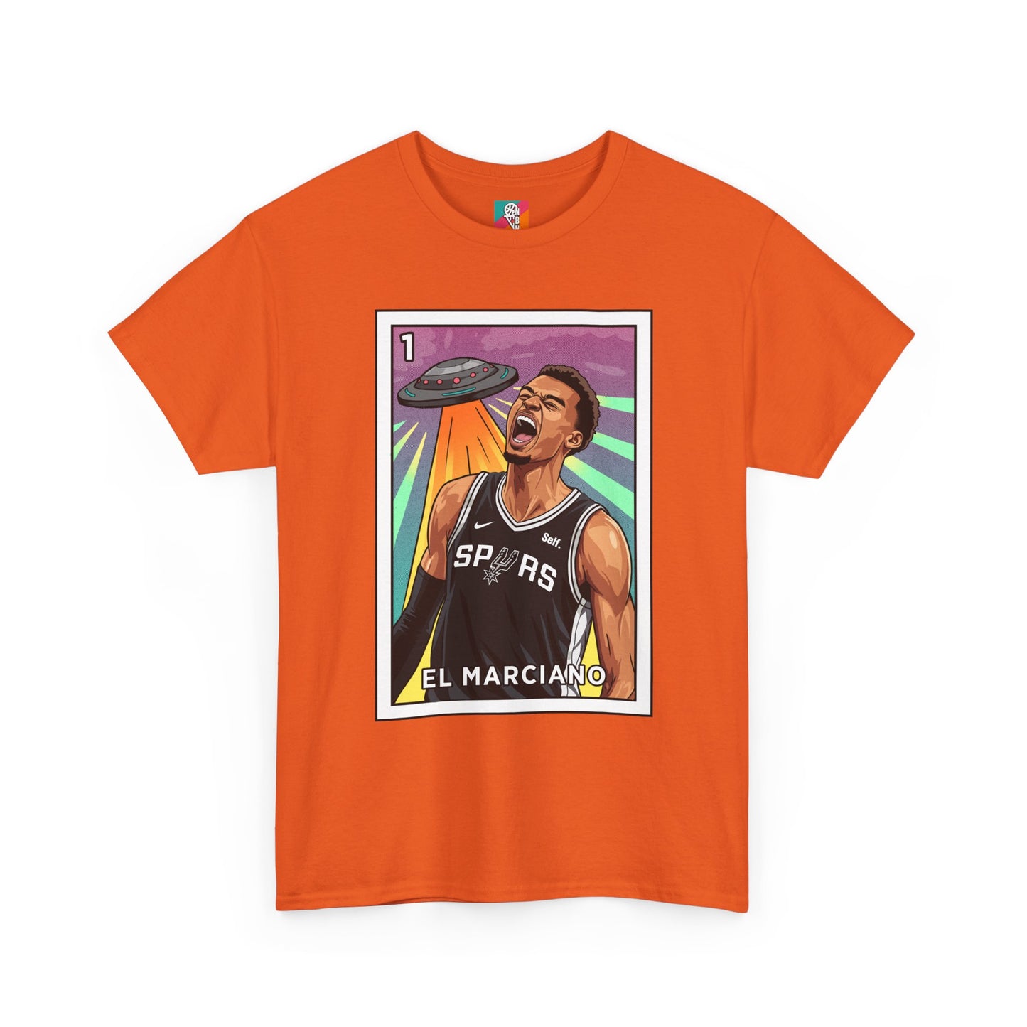 Nathan But Net Short Sleeve T-Shirt 'El Marciano' Spurs Basketball Lotería Style Tee