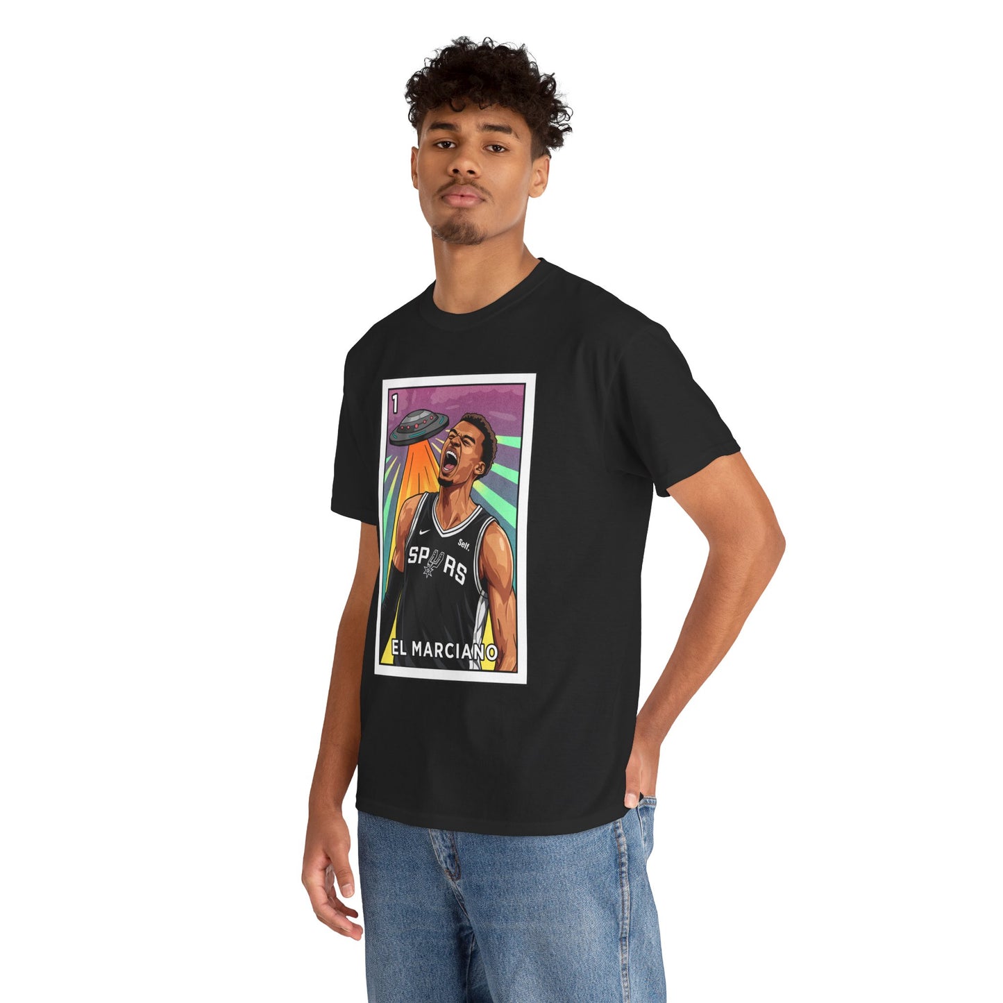 Nathan But Net Short Sleeve T-Shirt 'El Marciano' Spurs Basketball Lotería Style Tee