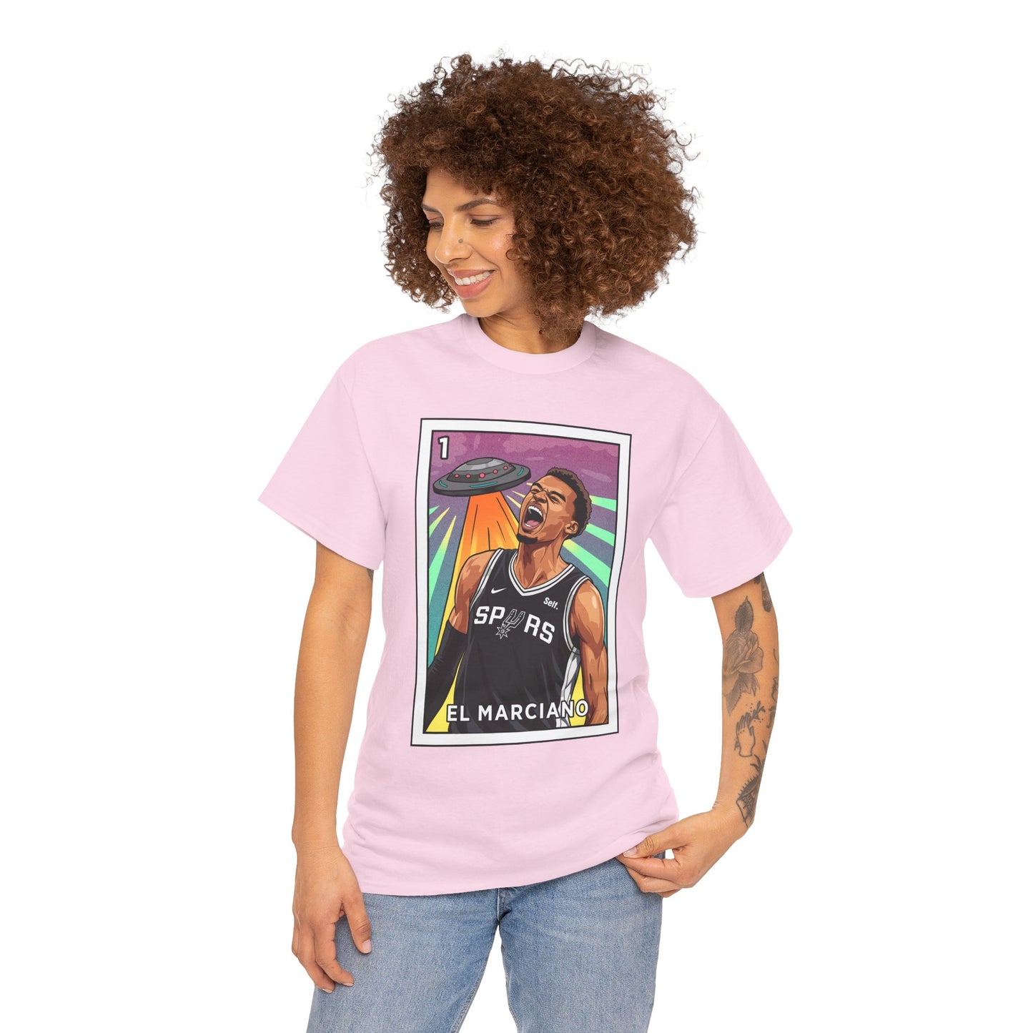 Nathan But Net Short Sleeve T-Shirt 'El Marciano' Spurs Basketball Lotería Style Tee
