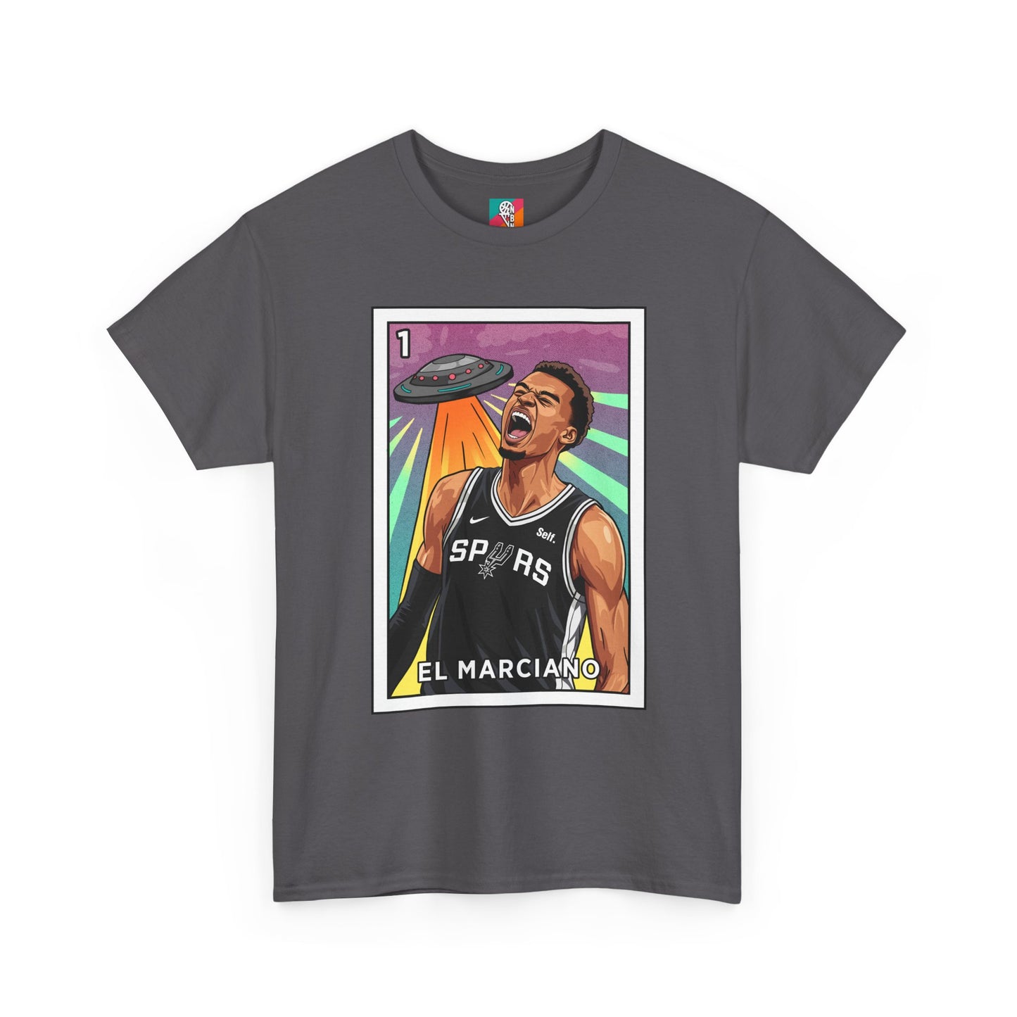 Nathan But Net Short Sleeve T-Shirt 'El Marciano' Spurs Basketball Lotería Style Tee