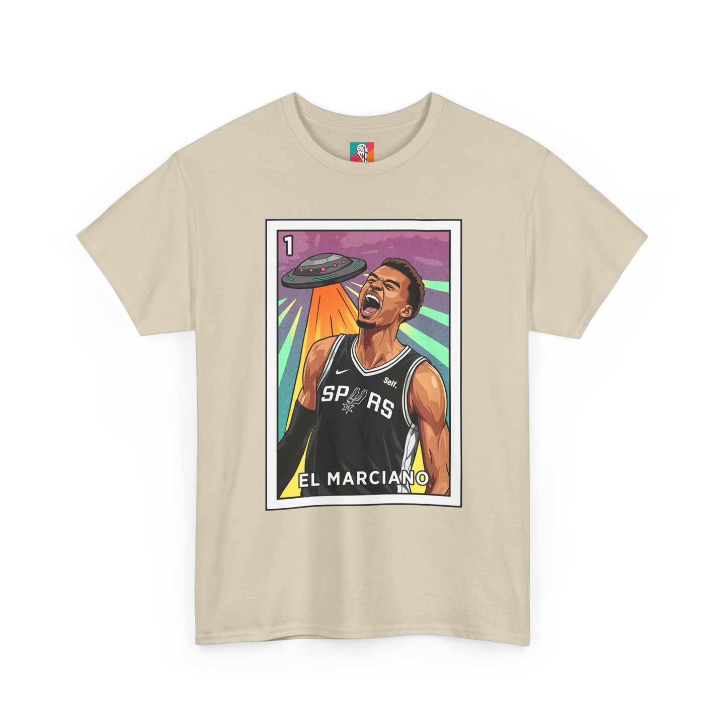Nathan But Net Short Sleeve T-Shirt 'El Marciano' Spurs Basketball Lotería Style Tee