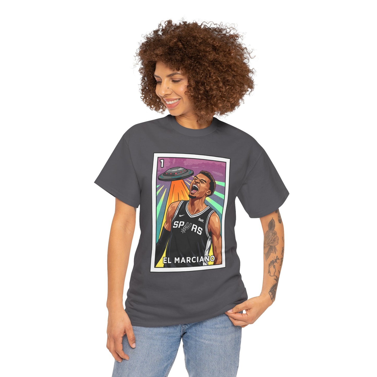 Nathan But Net Short Sleeve T-Shirt 'El Marciano' Spurs Basketball Lotería Style Tee